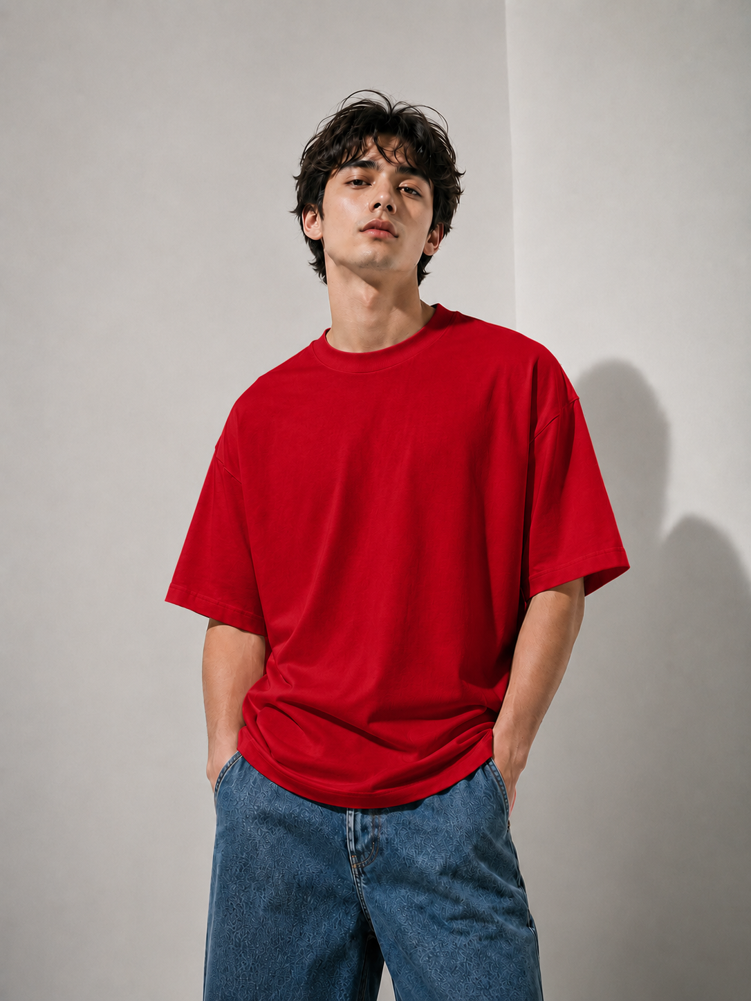 EVERYCLOTHING Signature Red Oversized T-Shirt