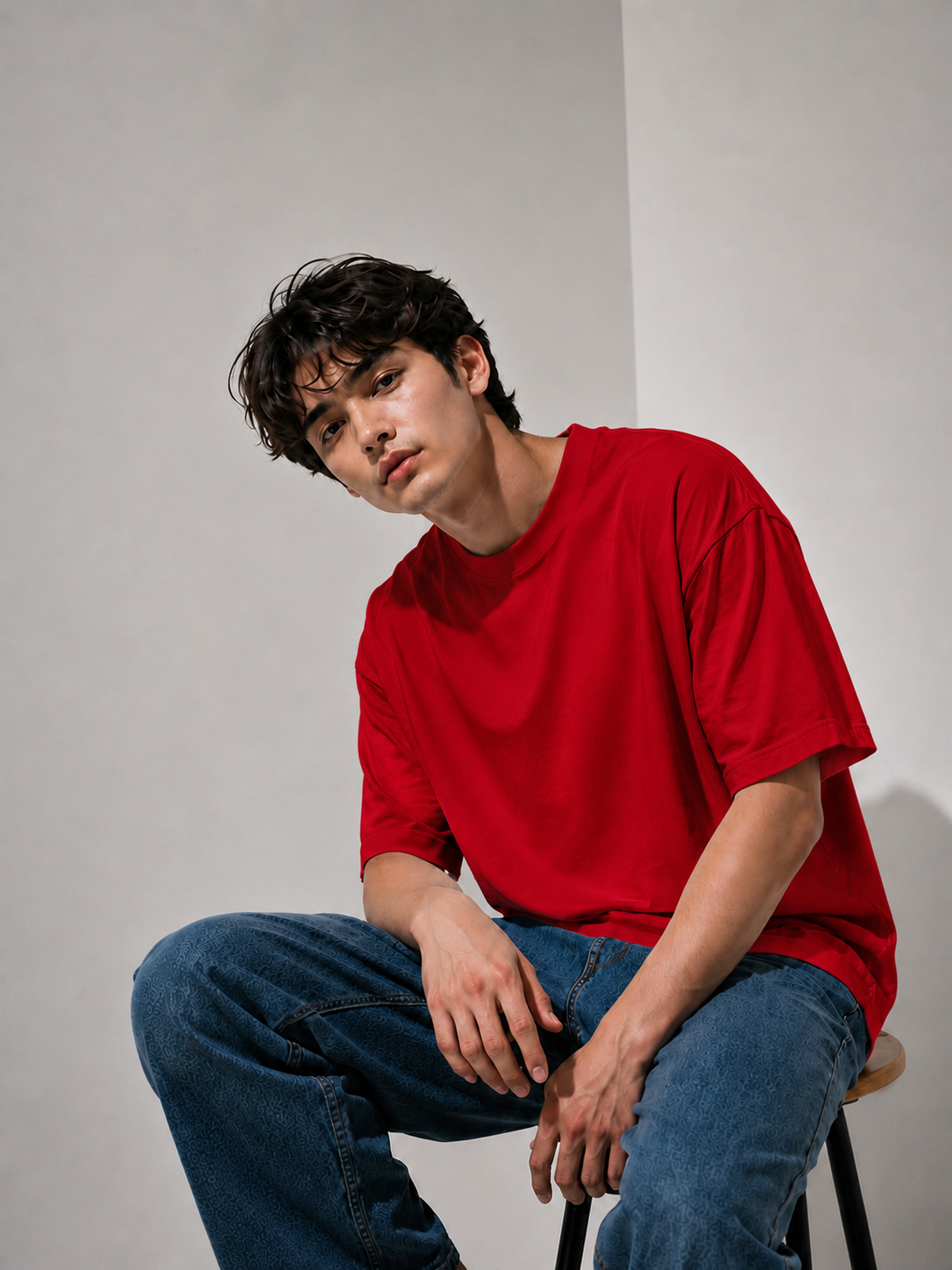 EVERYCLOTHING Signature Red Oversized T-Shirt