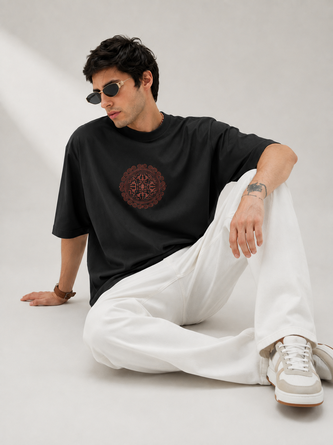 Regal Circle Embroidered Oversized T-Shirt