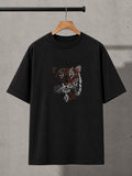 Tiger Face Embroidered Oversized T-Shirt