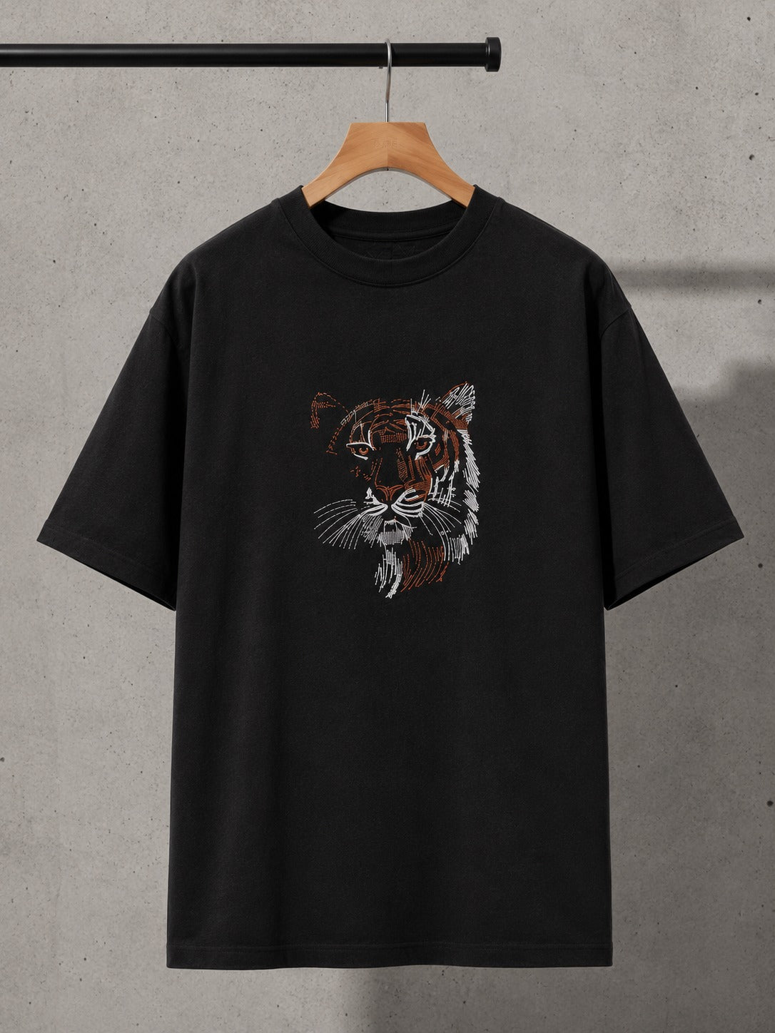 Tiger Face Embroidered Oversized T-Shirt