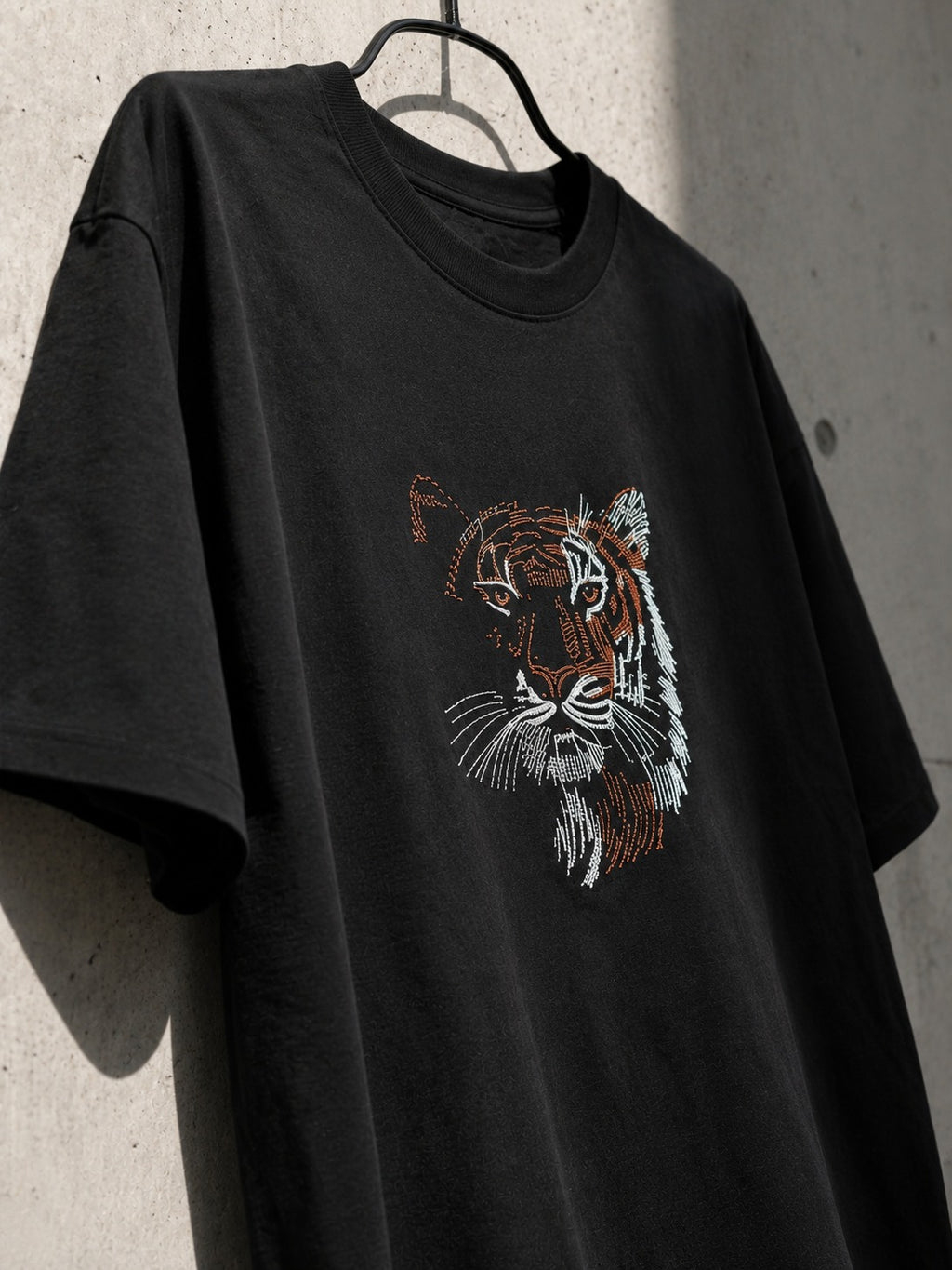 Tiger Face Embroidered Oversized T-Shirt