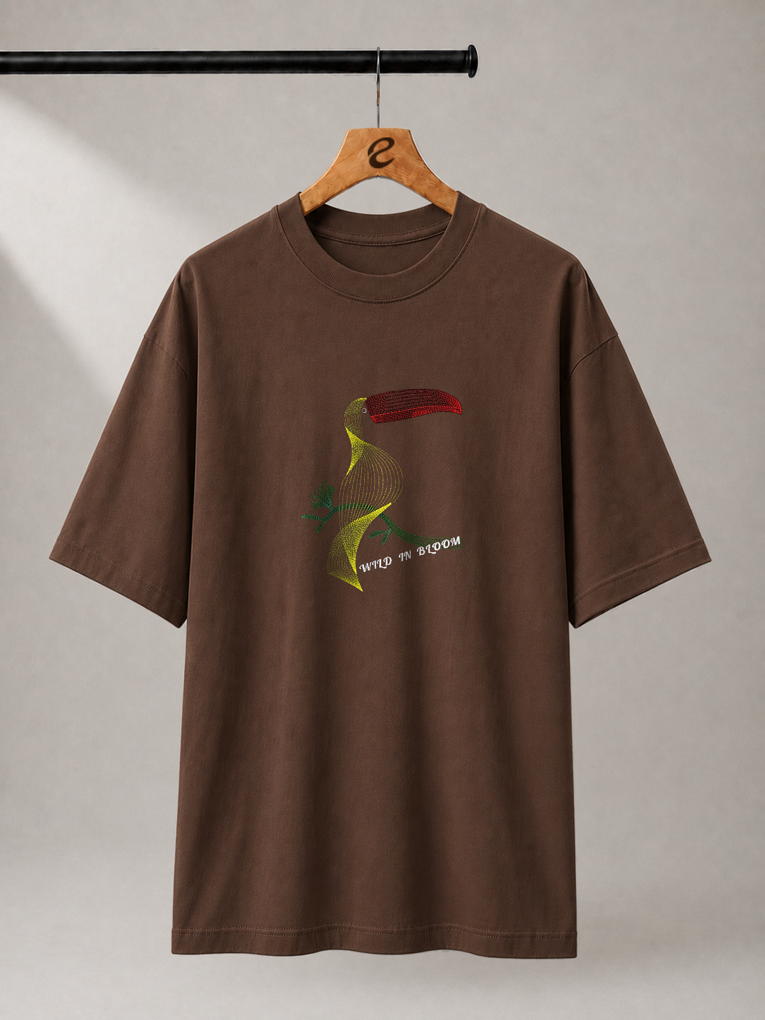 Toucan Bloom Embroidered Oversized T-Shirt