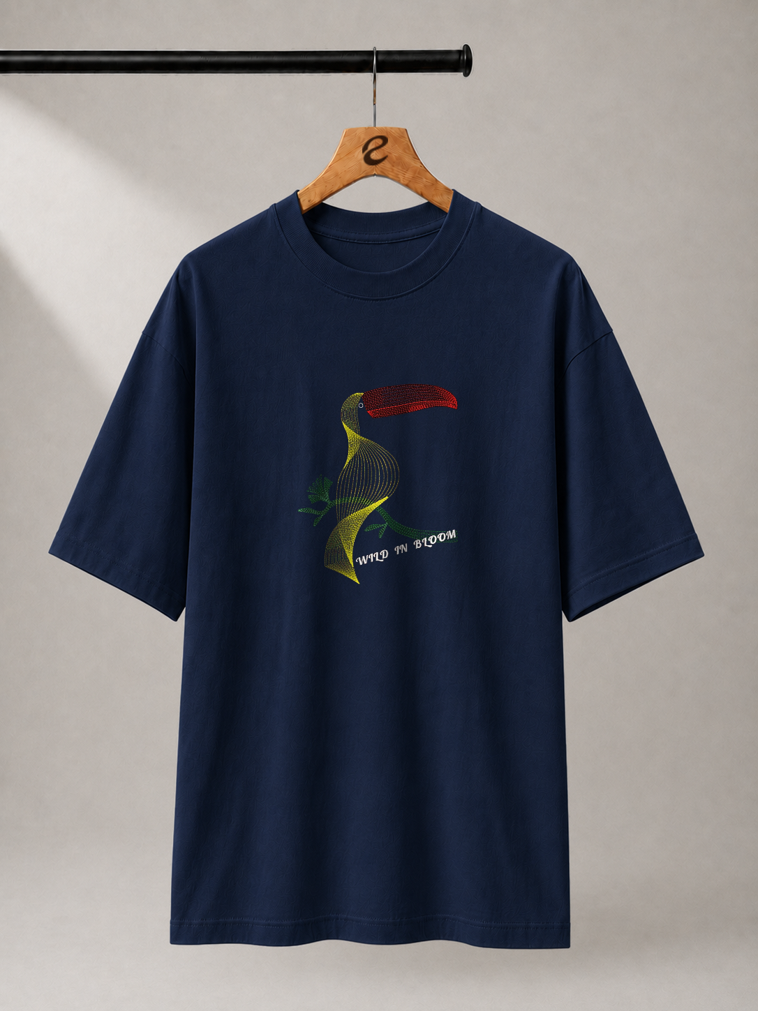 Toucan Bloom Embroidered Oversized T-Shirt