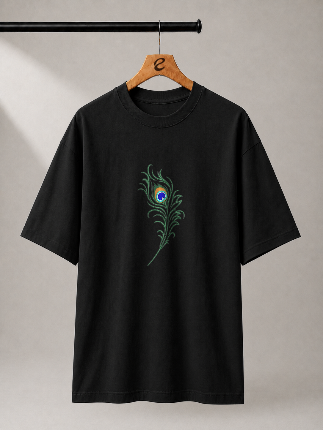 Divine Feather Embroidered Oversized T-Shirt