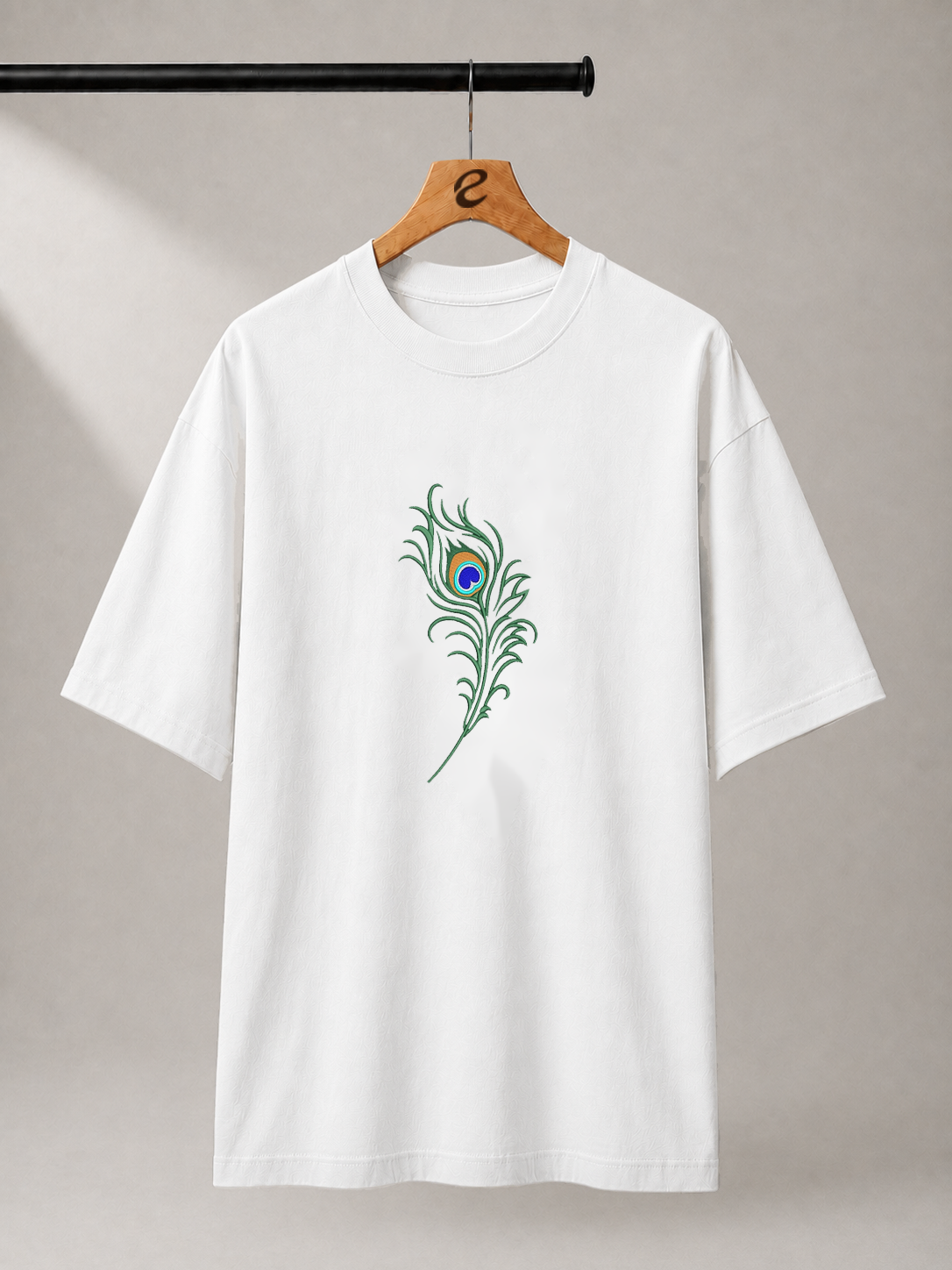 Divine Feather Embroidered Oversized T-Shirt