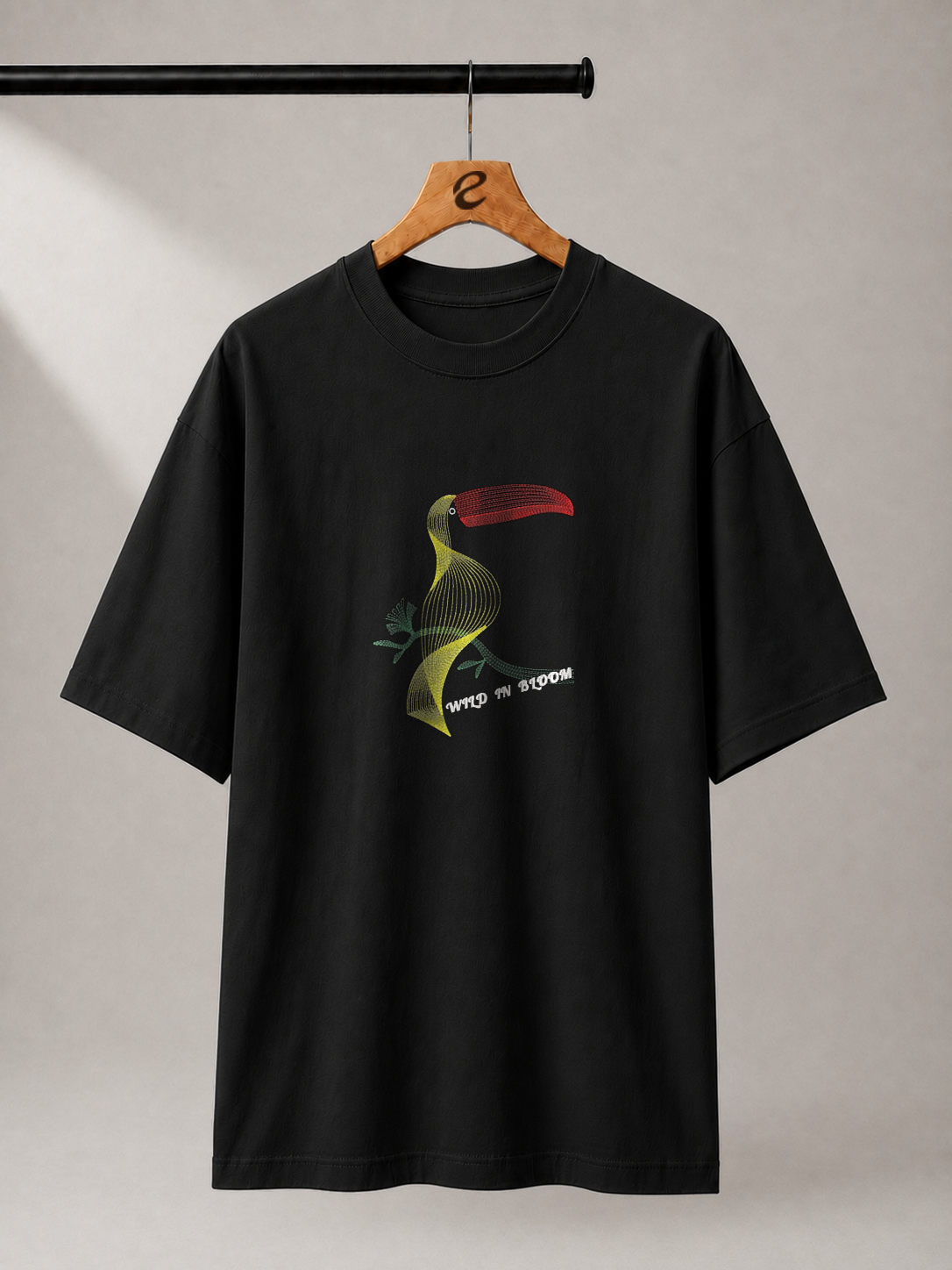 Toucan Bloom Embroidered Oversized T-Shirt